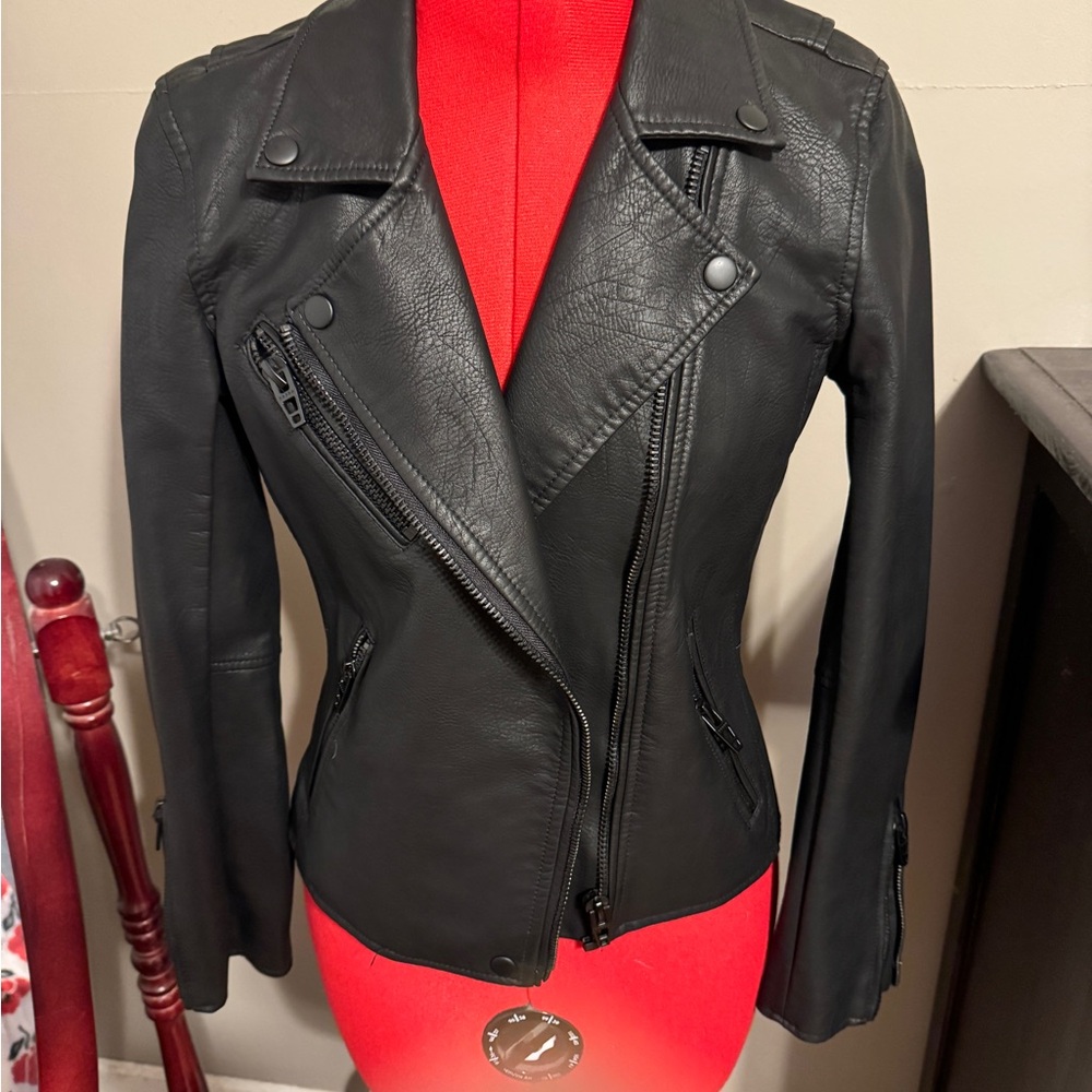 Black Leather Jacket with Asymmetrical Zipper
